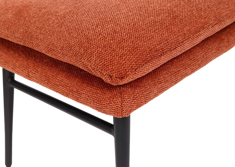 Tabouret repose-pieds pouf rembourré 38x56x40cm tissu/textile terracotta BAN04057