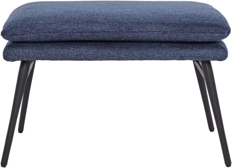 Tabouret repose-pieds pouf rembourré 38x56x40cm tissu/textile bleu BAN04056