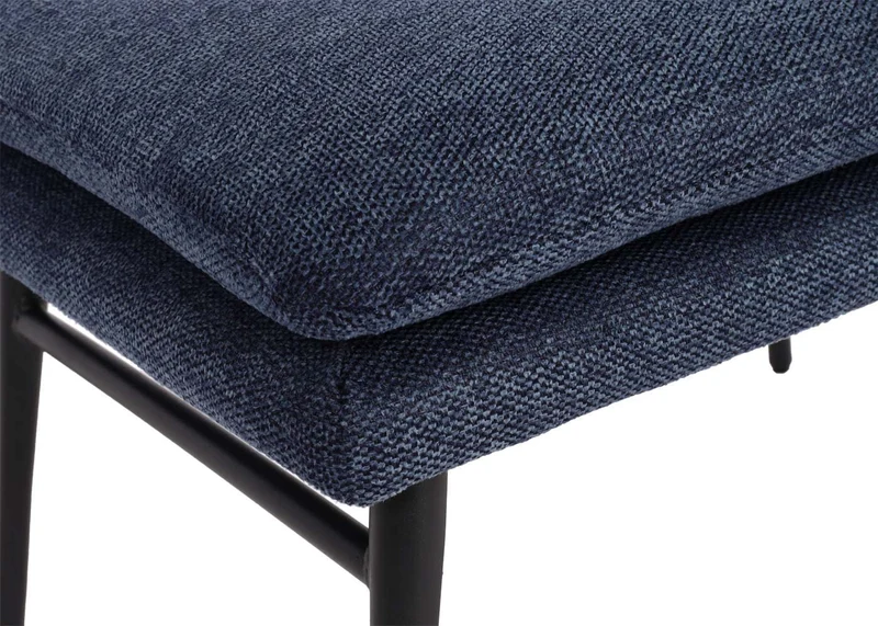 Tabouret repose-pieds pouf rembourré 38x56x40cm tissu/textile bleu BAN04056