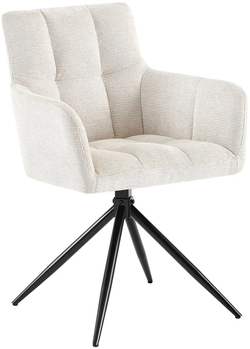 Chaise de salle à manger x1 moderne et confort mécanisme de rotation à 180° en tissu crème et métal 10_0007706