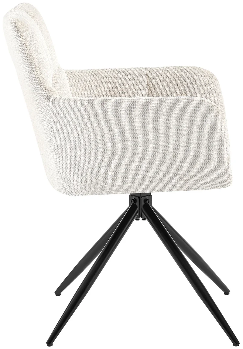 Chaise de salle à manger x1 moderne et confort mécanisme de rotation à 180° en tissu crème et métal 10_0007706