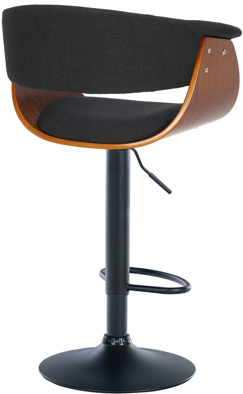 Lot de 2 tabourets de bar chic et confortable en bois noyer tissu et métal noir TDB10719