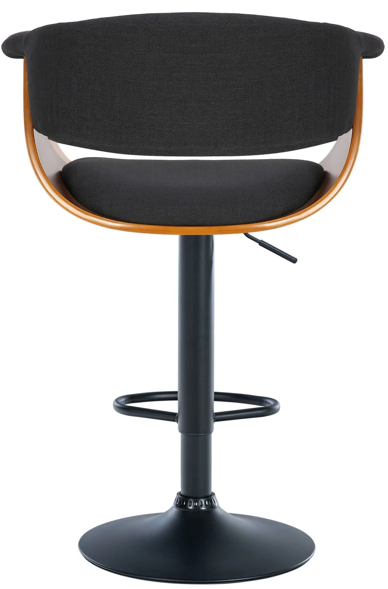 Lot de 2 tabourets de bar chic et confortable en bois noyer tissu et métal noir TDB10719