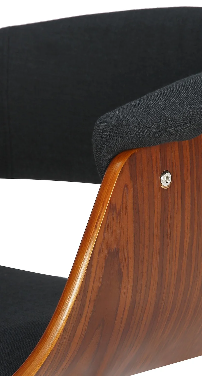 Lot de 2 tabourets de bar chic et confortable en bois noyer tissu et métal noir TDB10719