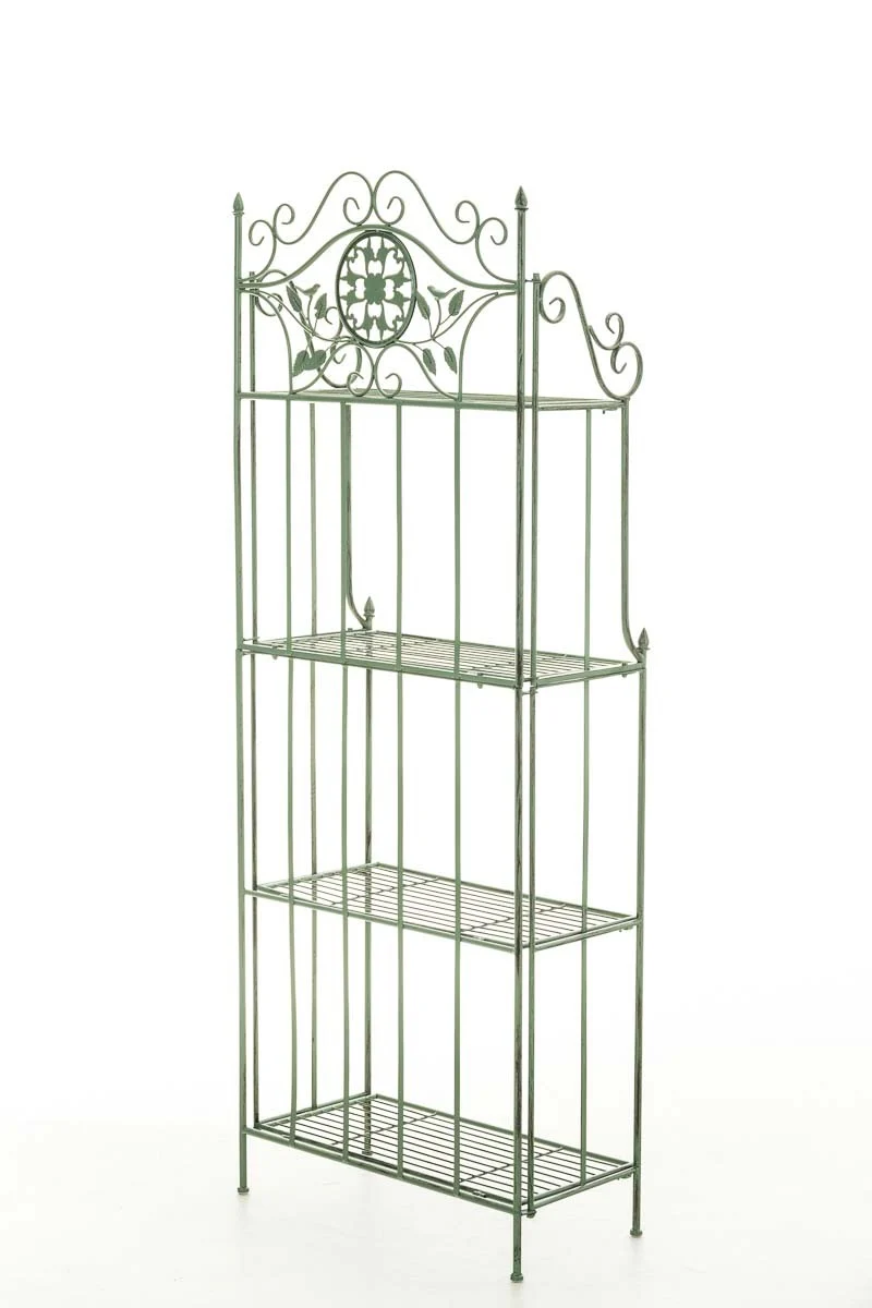 Étagère de rangement plantes chaussures cuisine 4 niveaux en métal 175x66x32 cm vert vieilli ETA10096