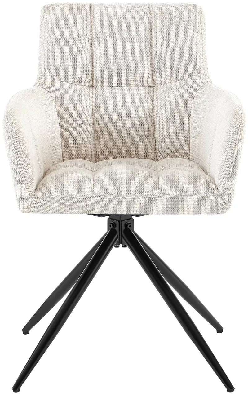 Lot de 2 chaises de salle à manger en tissu Jonah Tissu crème 10_0007817