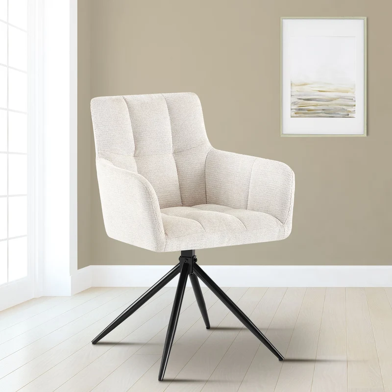 Lot de 2 chaises de salle à manger en tissu Jonah Tissu crème 10_0007817