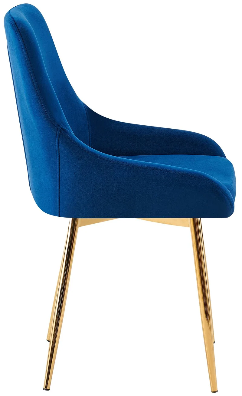 Lot de 2 chaises de salle à manger élégance confort design moderne en velours bleu structure métallique doré 10_0007527