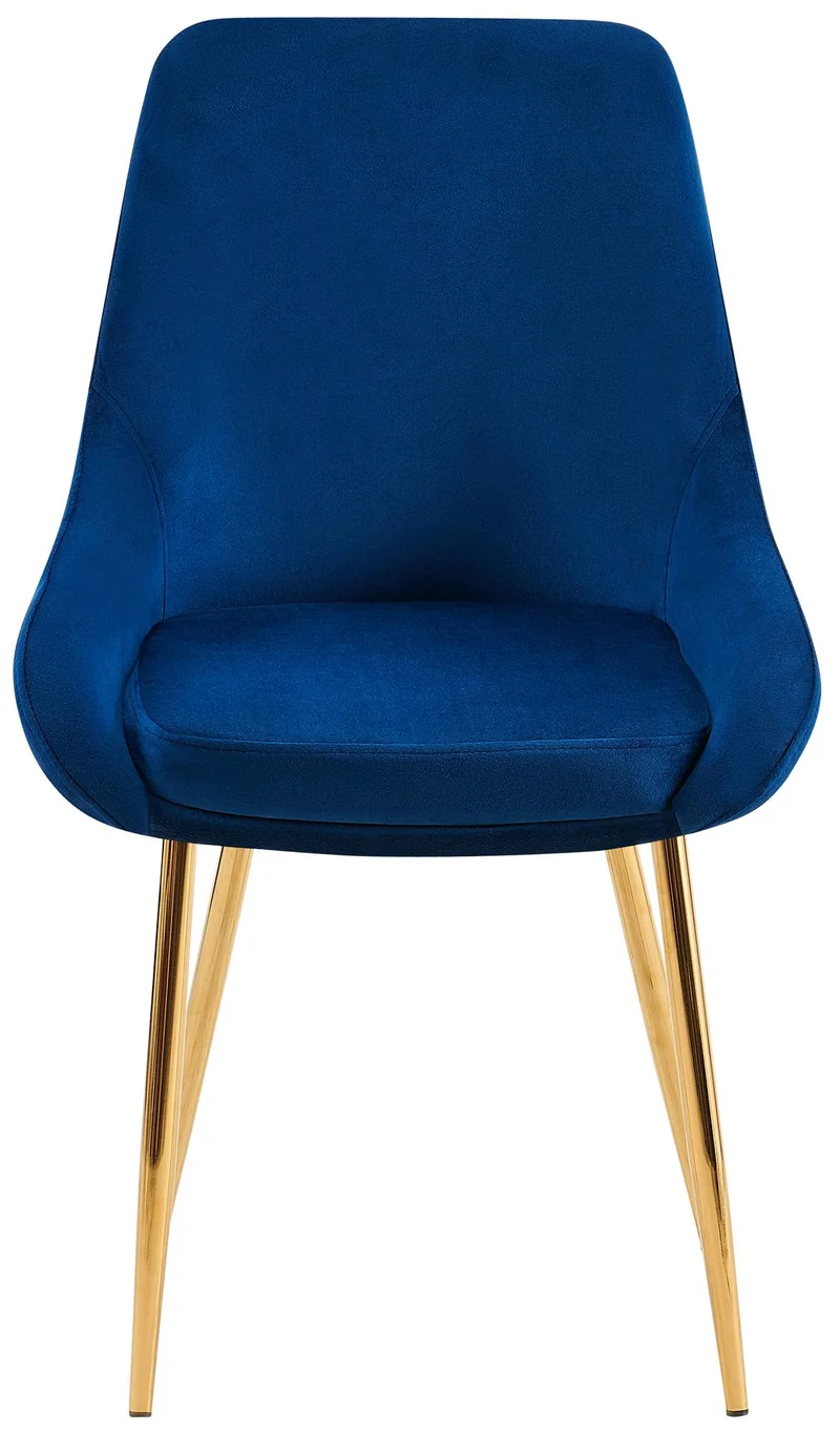 Lot de 2 chaises de salle à manger élégance confort design moderne en velours bleu structure métallique doré 10_0007527