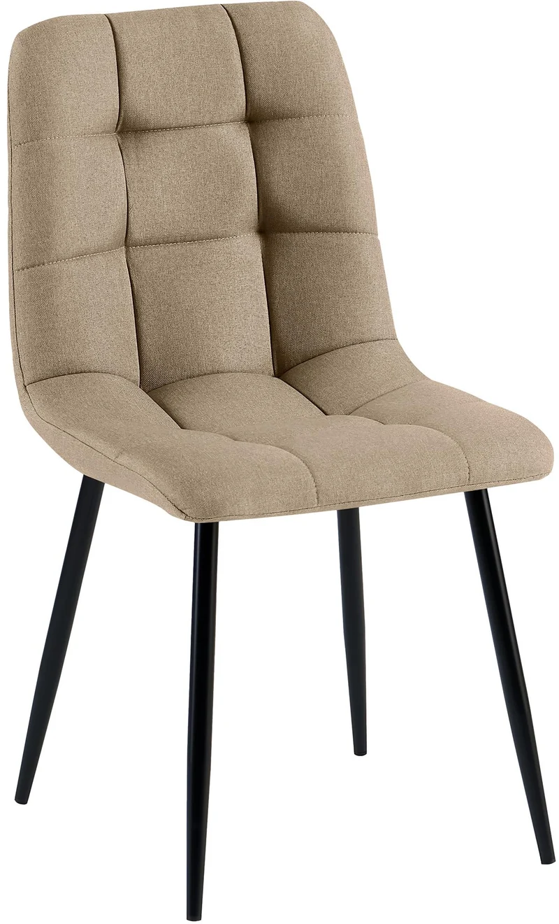 Chaise de salle à manger x1 avec coutures décoratives carrées en tissu taupe cadre métal 10_0007458