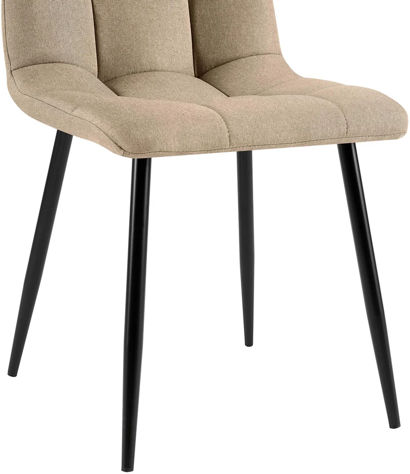 Chaise de salle à manger x1 avec coutures décoratives carrées en tissu taupe cadre métal 10_0007458