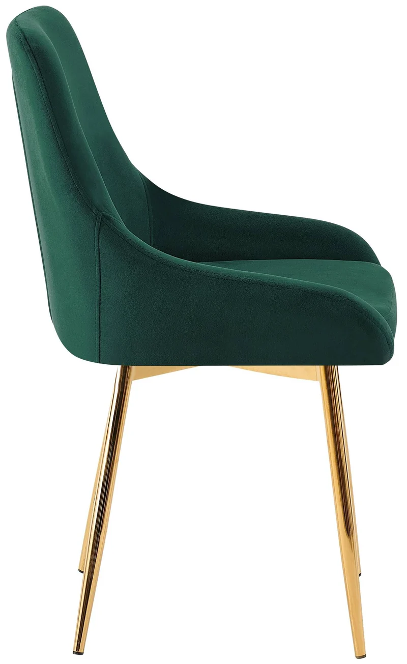 Lot de 2 chaises de salle à manger élégance confort design moderne en velours vert structure métallique doré 10_0007435