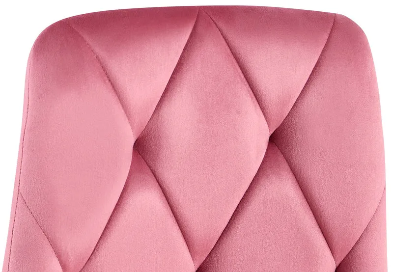 Lot de 2 chaises de salle à manger design moderne surpiqûres en losange velours rose et cadre métal noir 10_0007618