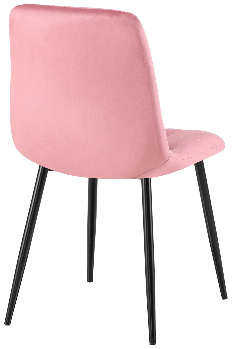 Lot de 2 chaises de salle à manger design moderne surpiqûres en losange velours rose et cadre métal noir 10_0007618