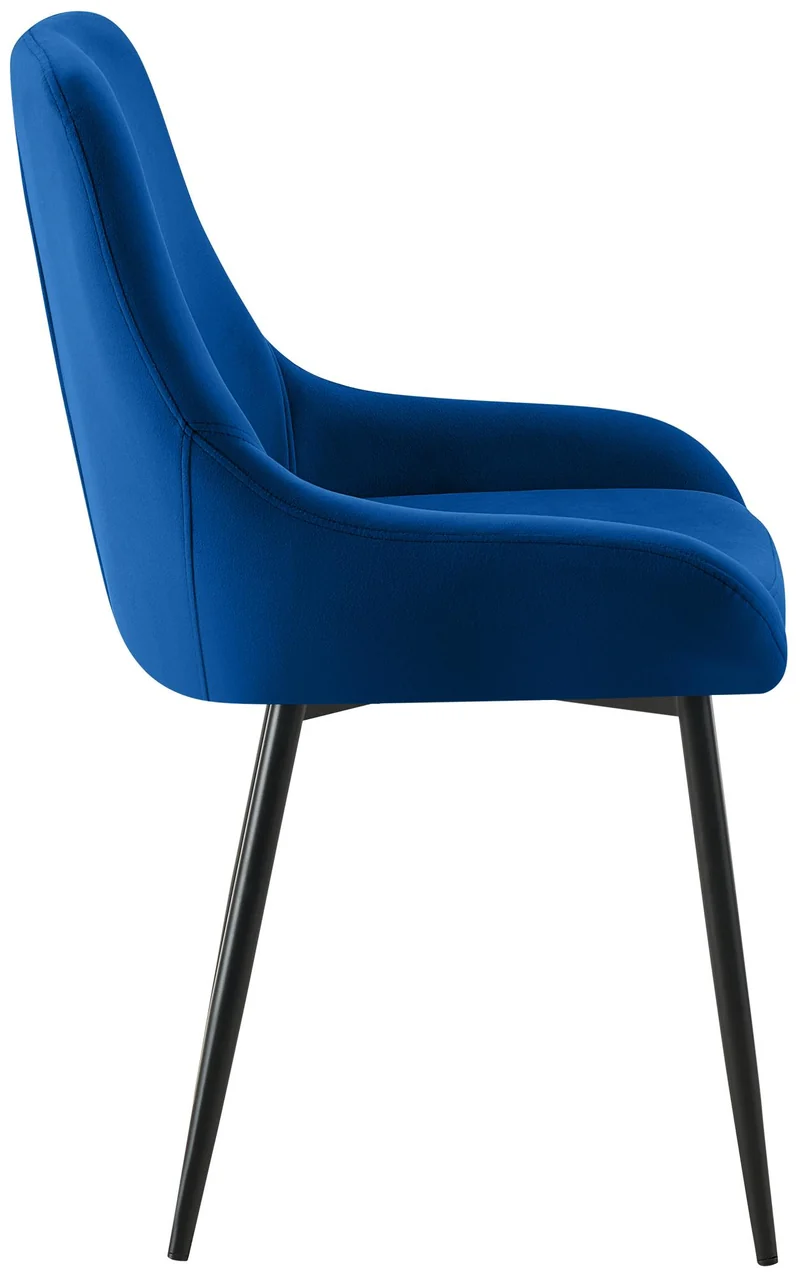 Lot de 2 chaises de salle à manger élégance confort design moderne en velours bleu structure métallique noir 10_0007528