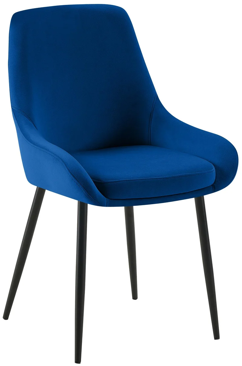 Lot de 2 chaises de salle à manger élégance confort design moderne en velours bleu structure métallique noir 10_0007528