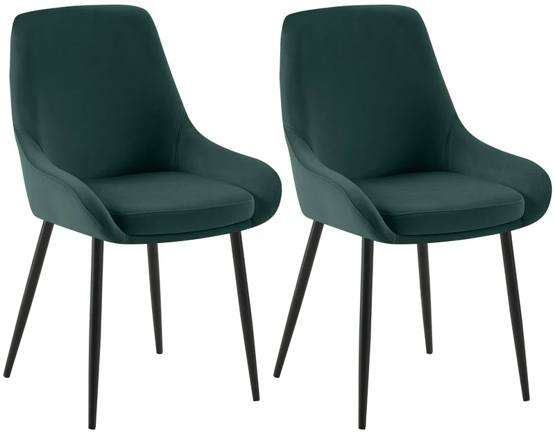 Lot de 2 chaises de salle à manger élégance confort design moderne en velours vert structure métallique noir 10_0007436
