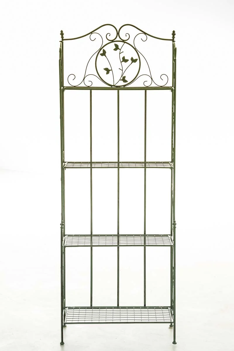 Etagère en 4 niveaux rangement chaussures plantes hauteur 158 cm en métal vert vieilli 10_0003965