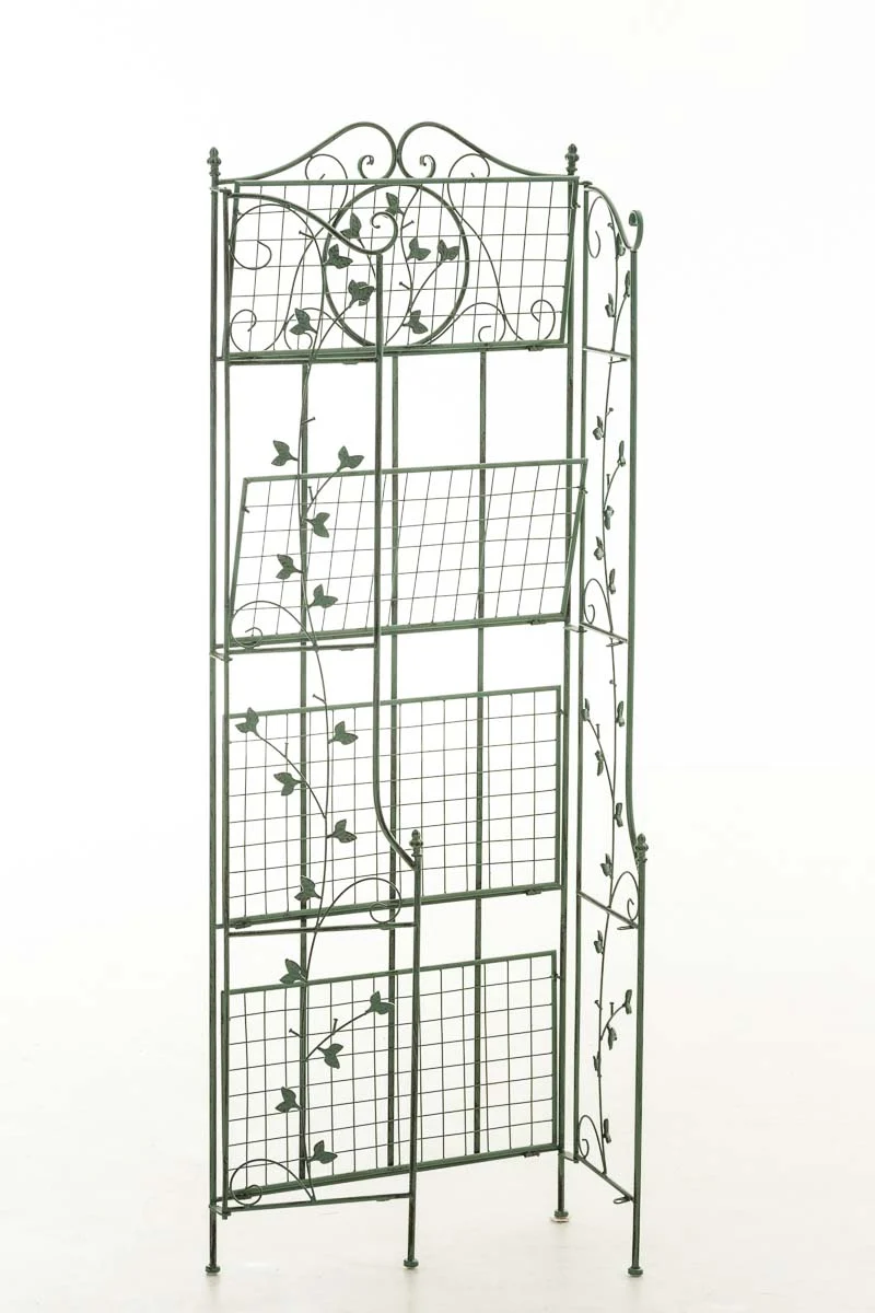 Etagère en 4 niveaux rangement chaussures plantes hauteur 158 cm en métal vert vieilli 10_0003965