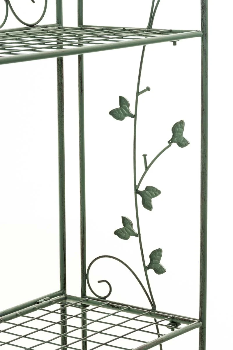 Etagère en 4 niveaux rangement chaussures plantes hauteur 158 cm en métal vert vieilli 10_0003965