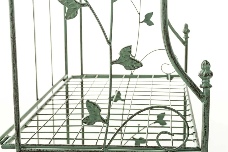 Etagère en 4 niveaux rangement chaussures plantes hauteur 158 cm en métal vert vieilli 10_0003965
