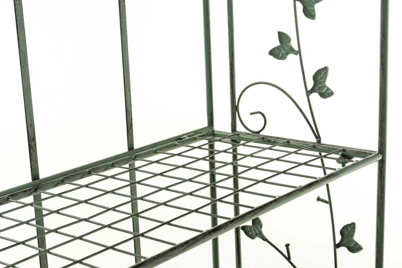 Etagère en 4 niveaux rangement chaussures plantes hauteur 158 cm en métal vert vieilli 10_0003965