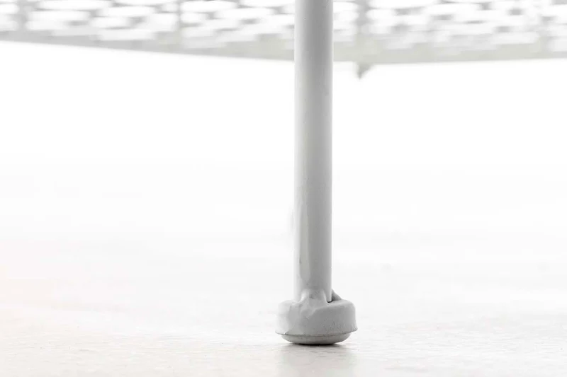 Étagère pliable support plantes chaussures stable avec trois espaces de rangement en métal blanc vieilli 10_0003989