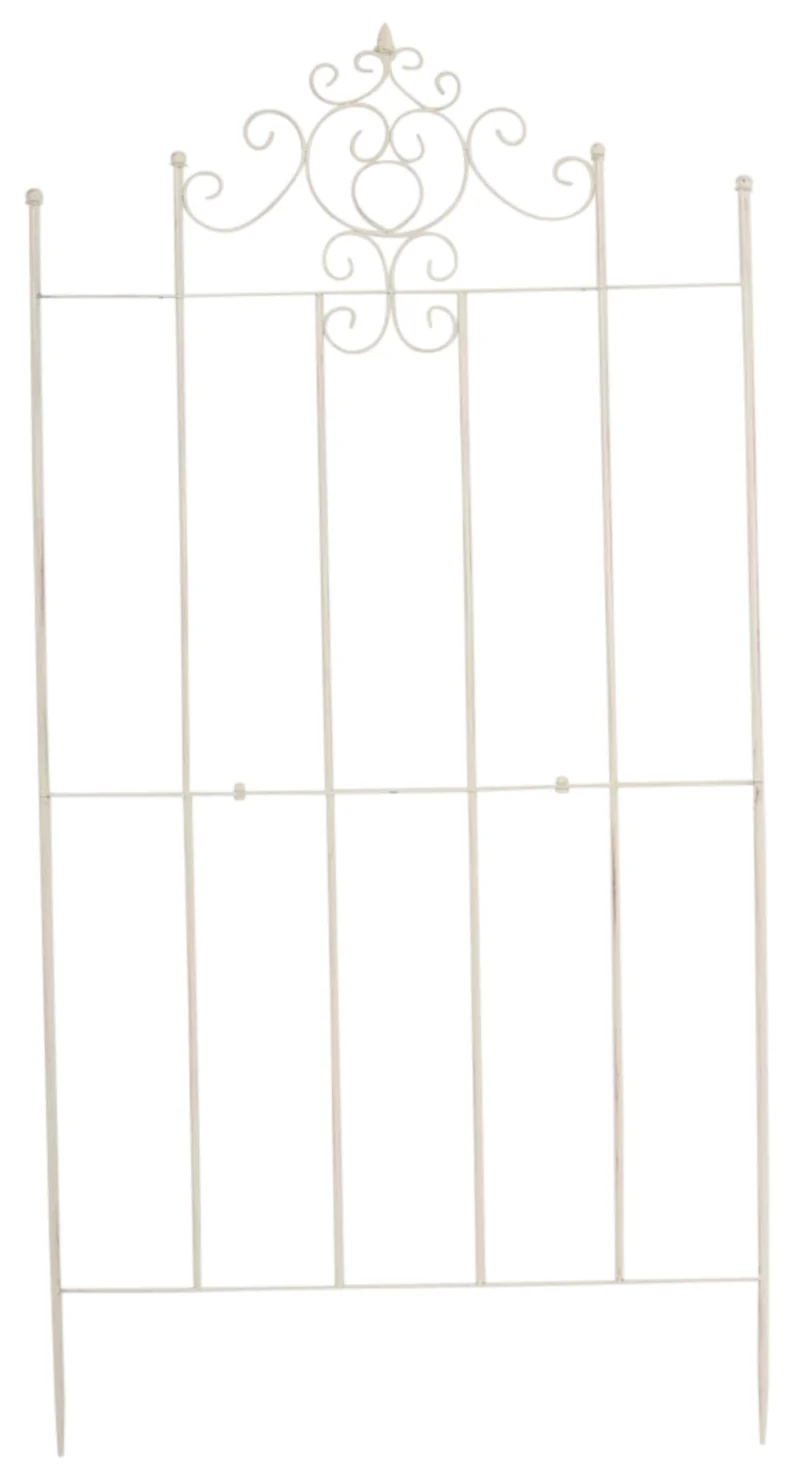 Lot de 2 treillis support pour plantes grimpantes métal crème vieilli 10_0003845