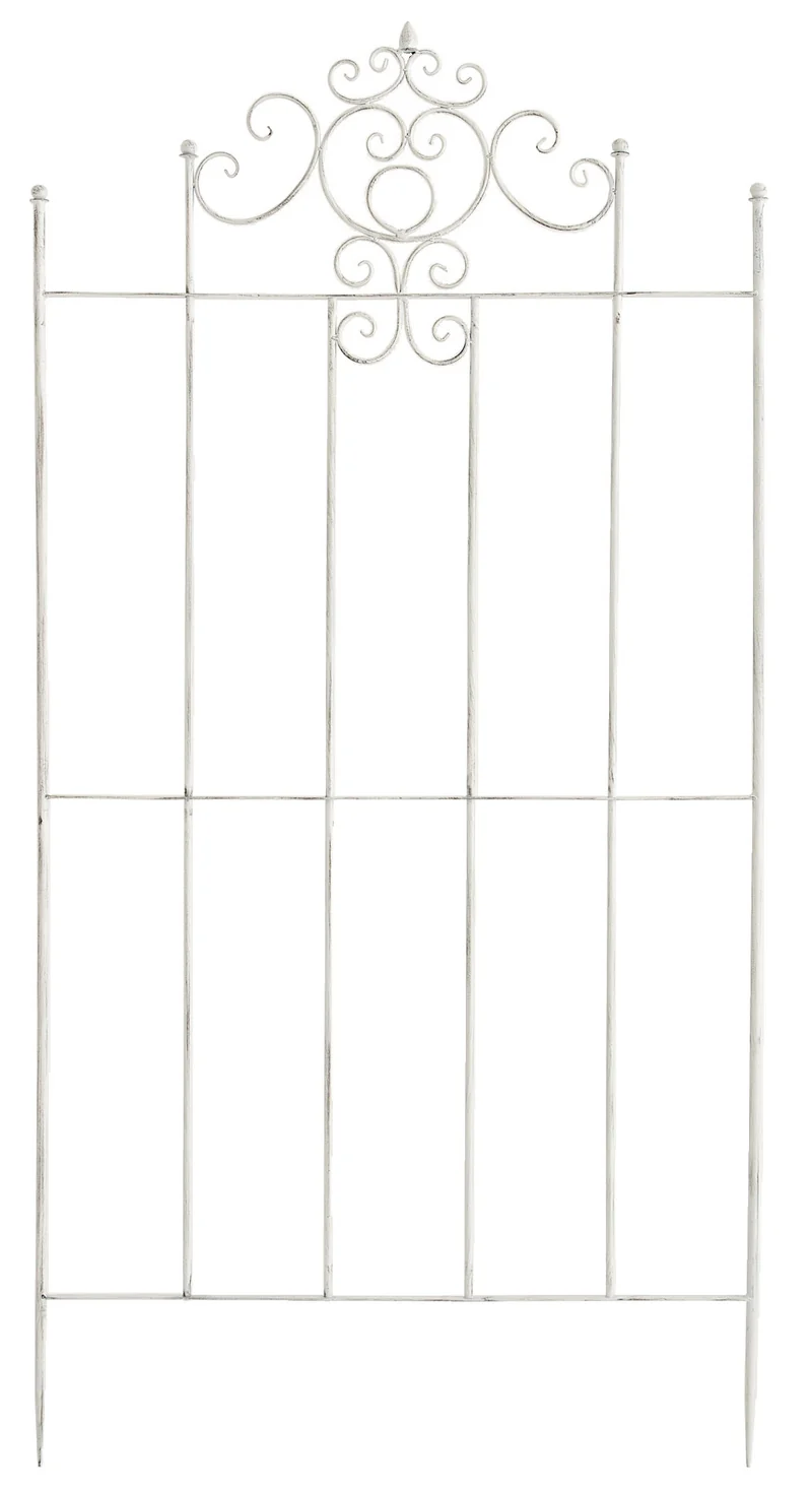 Lot de 2 treillis support pour plantes grimpantes métal blanc vieilli 10_0003842
