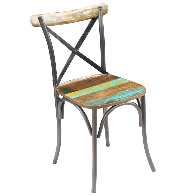 Lot de 4 chaises de salle à manger cuisine design industriel bois de récupération solide CDS021330