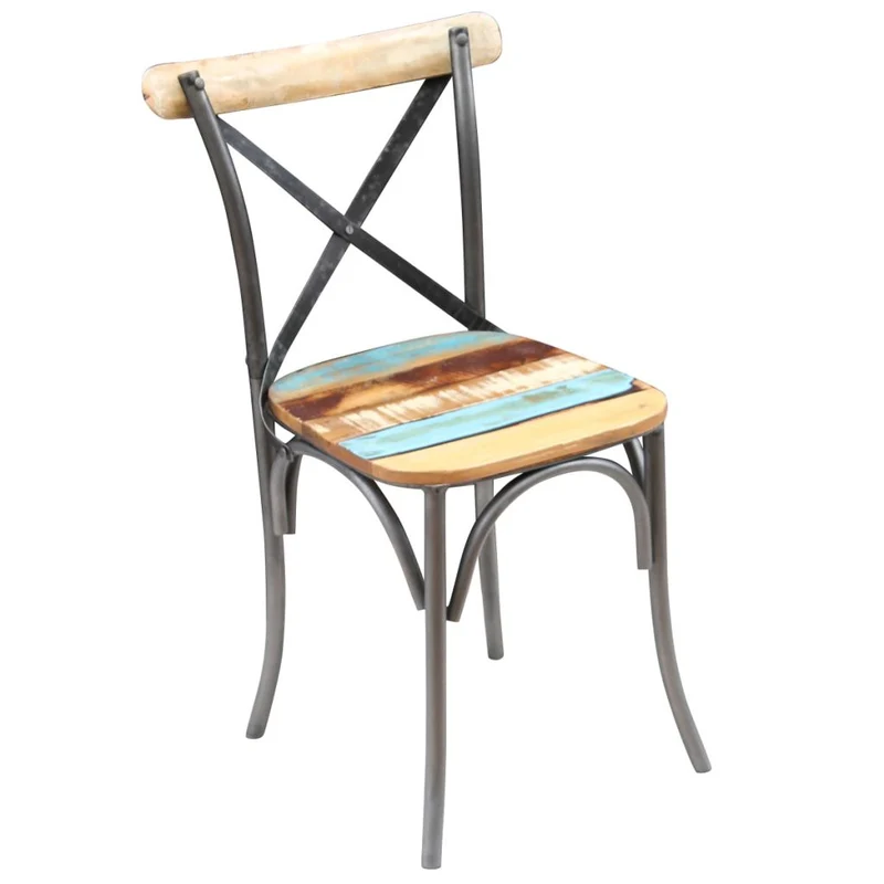 Lot de 4 chaises de salle à manger cuisine design industriel bois de récupération solide CDS021330