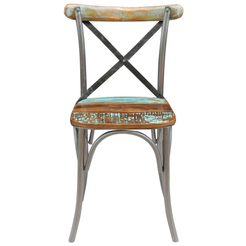 Lot de 4 chaises de salle à manger cuisine design industriel bois de récupération solide CDS021330