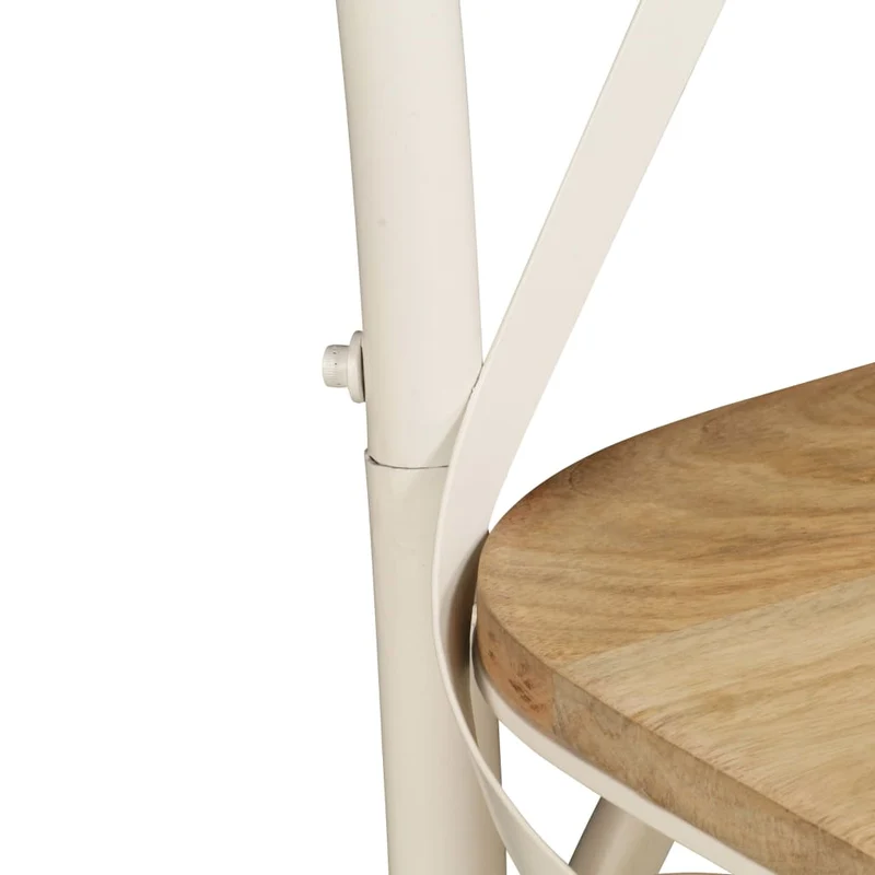 Lot de 6 chaises de salle à manger cuisine dossier en croix en bois de manguier massif cadre en acier blanc CDS022153