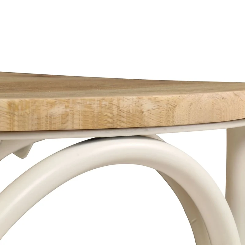 Lot de 6 chaises de salle à manger cuisine dossier en croix en bois de manguier massif cadre en acier blanc CDS022153