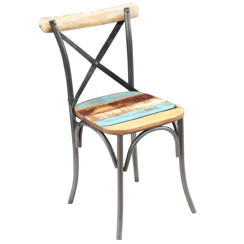 Lot de 6 chaises de salle à manger cuisine style vintage en bois de récupération massif CDS022242
