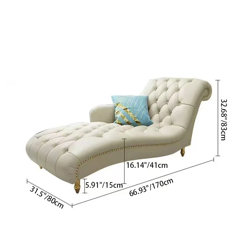 Contemporary Luxury Rectangular Faux Nappa Leather Solid Wood Stainless Steel Accent Chair Chaise Lounge Backrest Armrest For Living Room