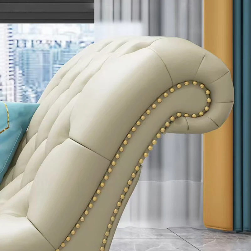 Contemporary Luxury Rectangular Faux Nappa Leather Solid Wood Stainless Steel Accent Chair Chaise Lounge Backrest Armrest For Living Room