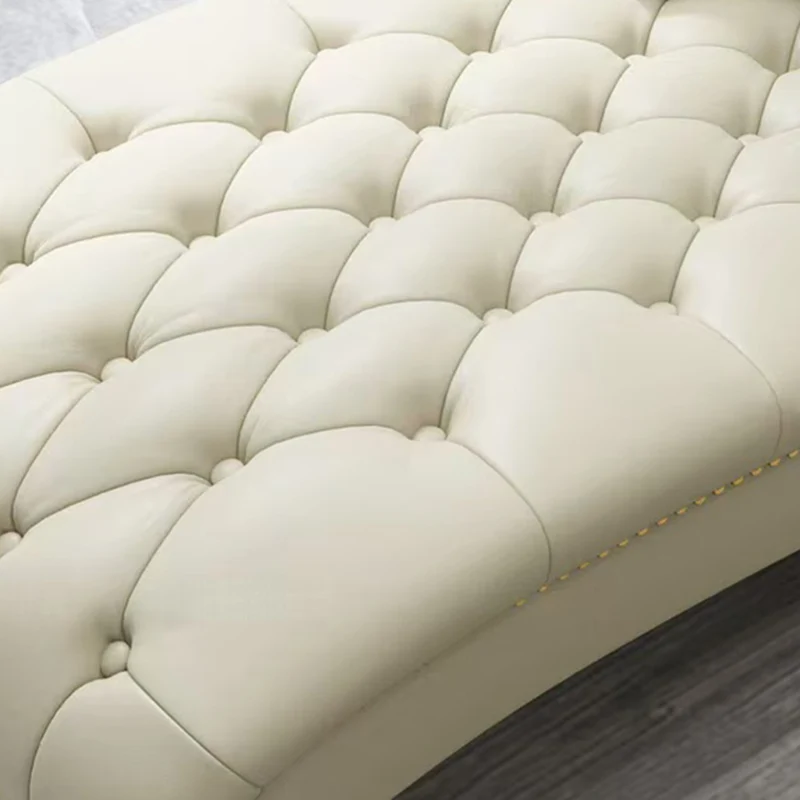 Contemporary Luxury Rectangular Faux Nappa Leather Solid Wood Stainless Steel Accent Chair Chaise Lounge Backrest Armrest For Living Room