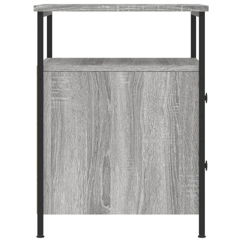 Table de chevet avec deux tiroirs et étagère 44 x 45 x 60 cm bois d'ingénierie gris DEC034669
