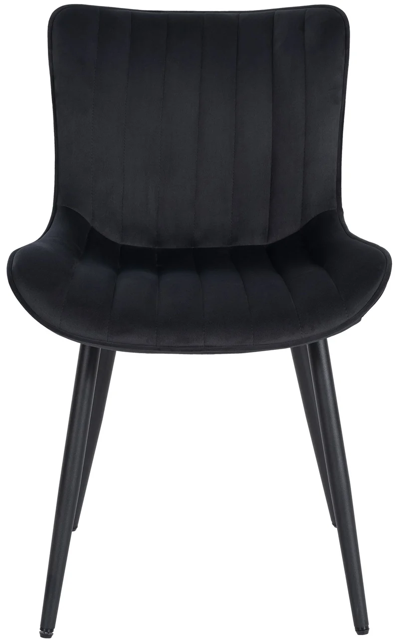 Lot de 2 chaises de salle à manger coutures décoratives verticales avec pieds en métal noir assise en PVC noir 10_0001736