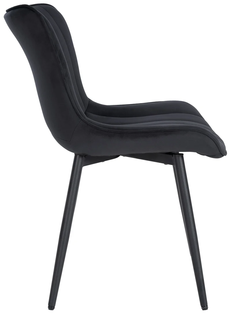 Lot de 2 chaises de salle à manger coutures décoratives verticales avec pieds en métal noir assise en PVC noir 10_0001736