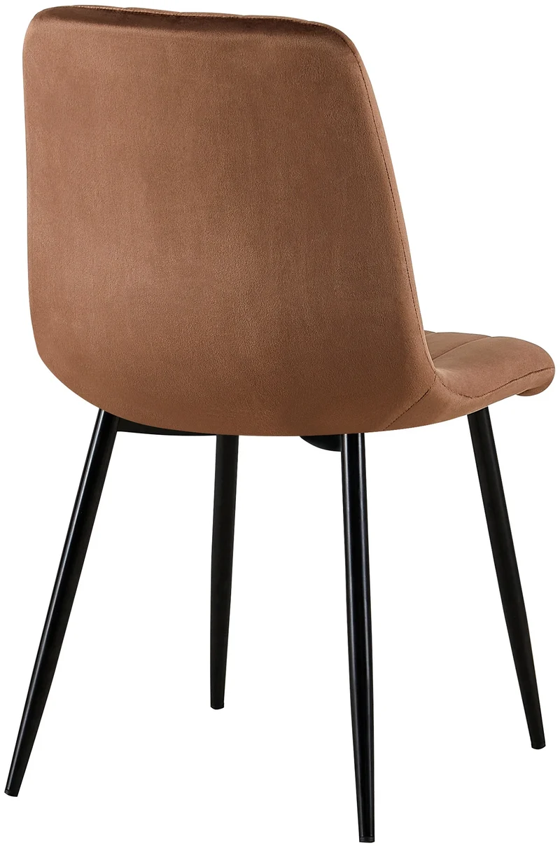 Chaises de salle à manger x4 coutures décoratives verticales assise en velours marron pieds en métal noir 10_0007550