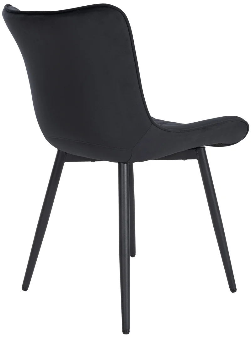 Chaise de salle à manger x1 coutures décoratives verticales avec pieds en métal noir assise en velours noir 10_0002262