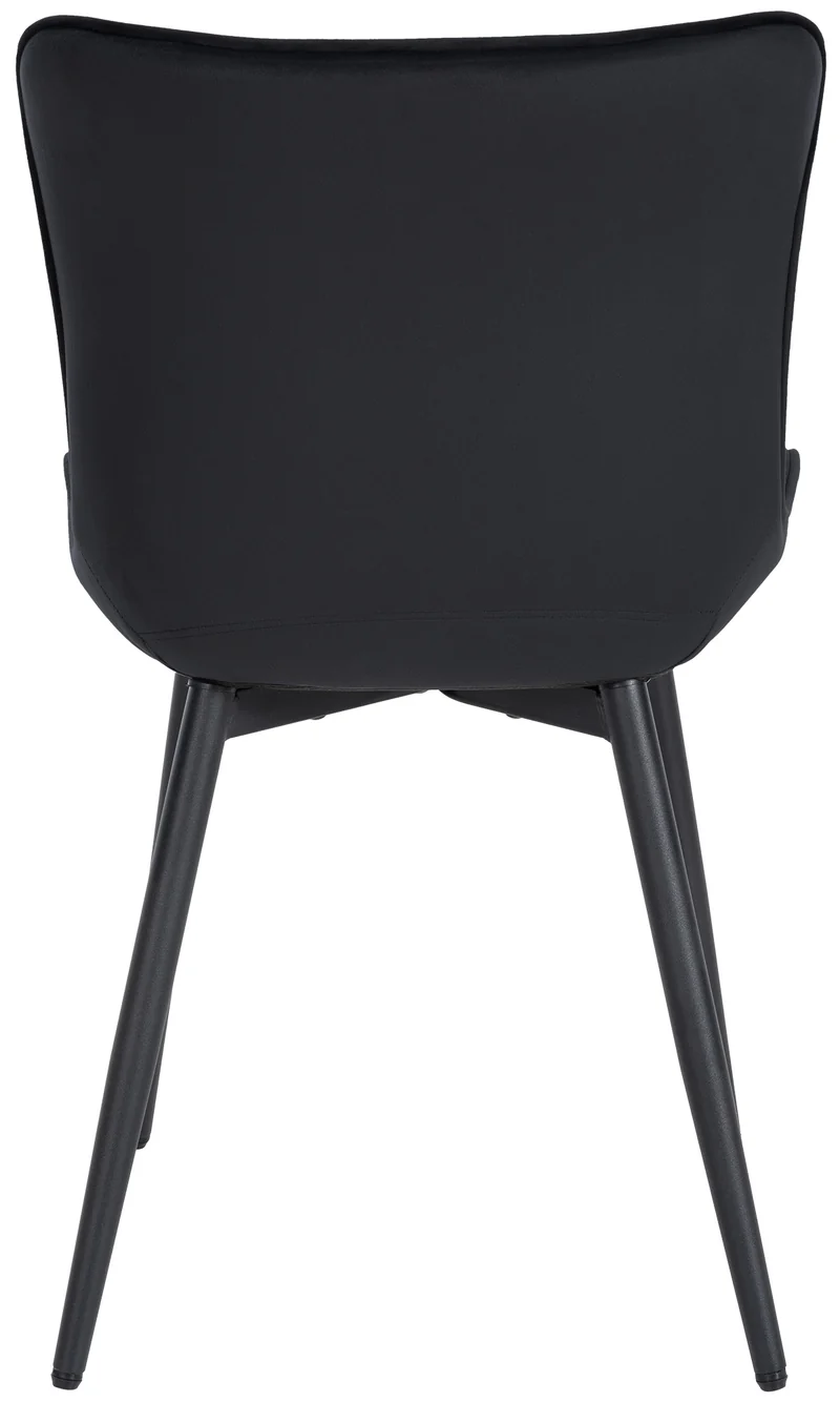 Chaise de salle à manger x1 coutures décoratives verticales avec pieds en métal noir assise en velours noir 10_0002262