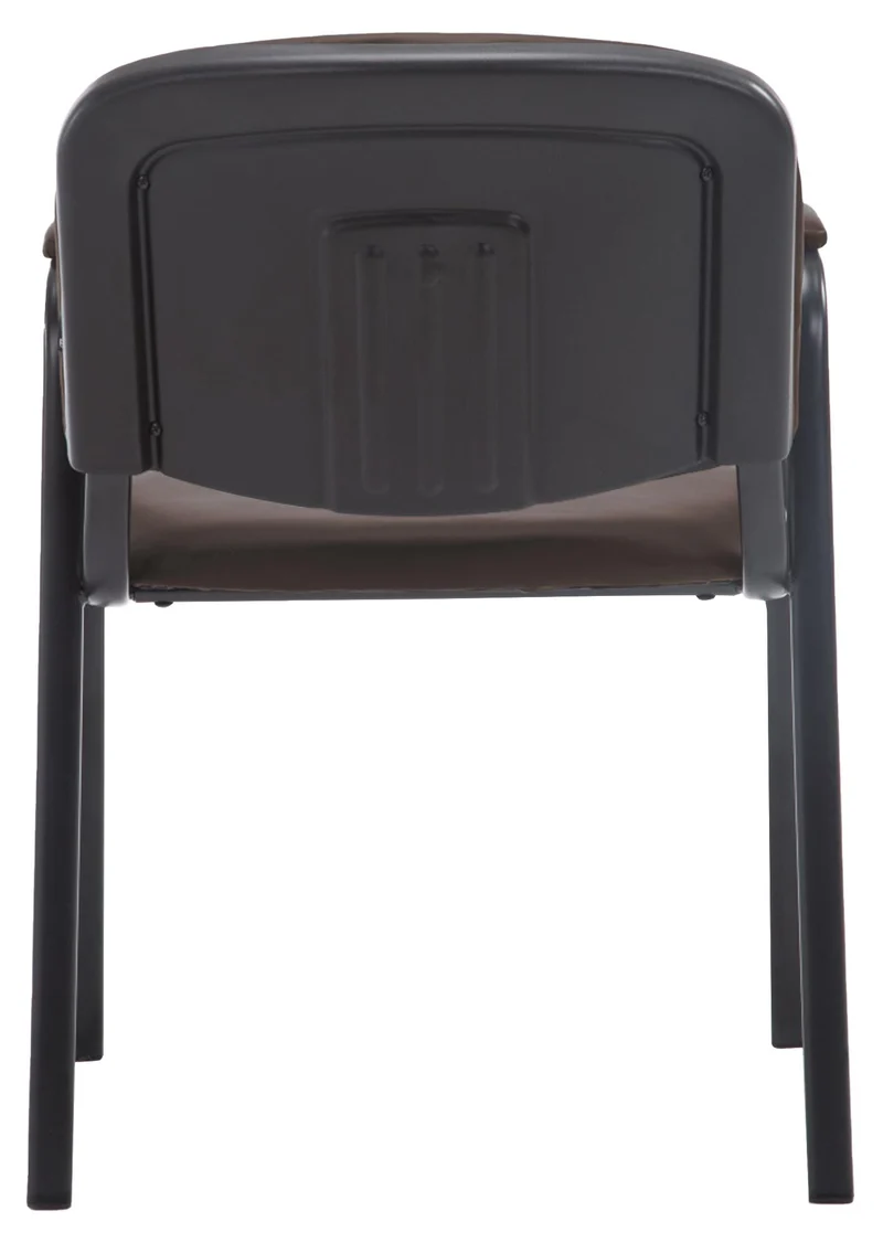 Chaise visiteur avec accoudoirs intégrés zone d'attente en PVC marron piètement à 4 pieds en métal noir 10_0003379
