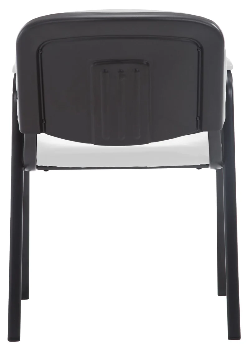 Chaise visiteur avec accoudoirs intégrés zone d'attente en PVC blanc piètement à 4 pieds en métal noir 10_0003376