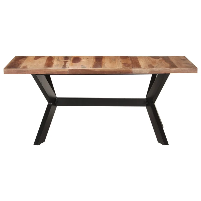 Table de salle à manger design industriel 180 x 90 x 75 cm bois d'acacia avec finition miel et acier DEC036620
