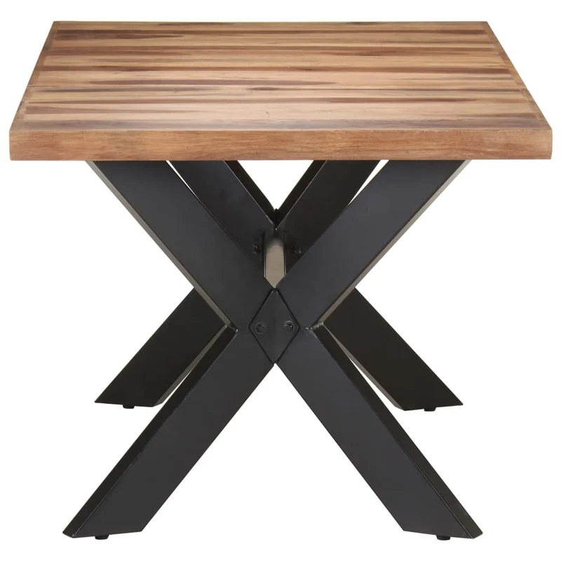 Table de salle à manger design industriel 180 x 90 x 75 cm bois d'acacia avec finition miel et acier DEC036620