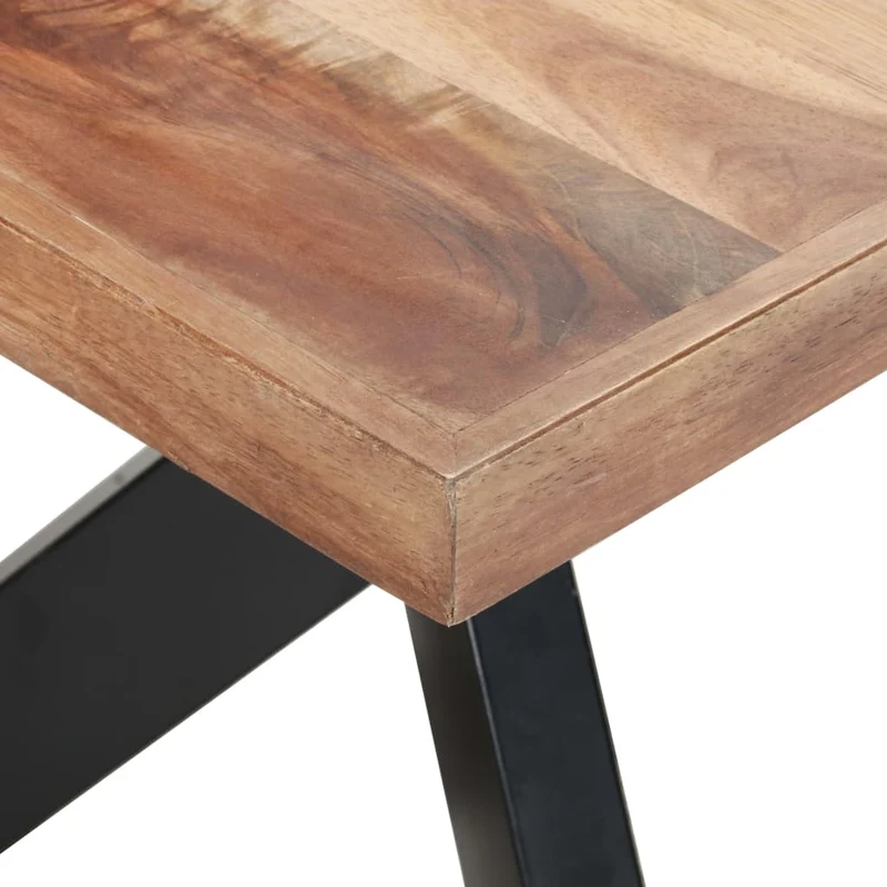 Table de salle à manger design industriel 180 x 90 x 75 cm bois d'acacia avec finition miel et acier DEC036620