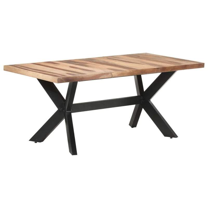 Table de salle à manger design industriel 180 x 90 x 75 cm bois d'acacia avec finition miel et acier DEC036620